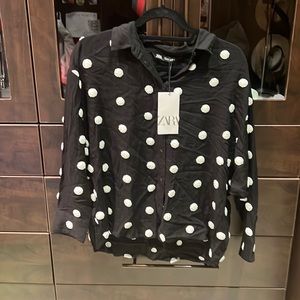 Zara black polka dot blouse